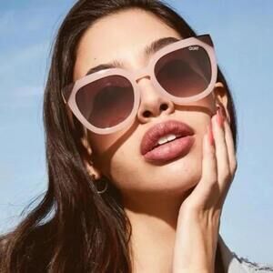 QUAY Noosa Cat Eye Pink Brown Statement Retro Sunglasses RARE